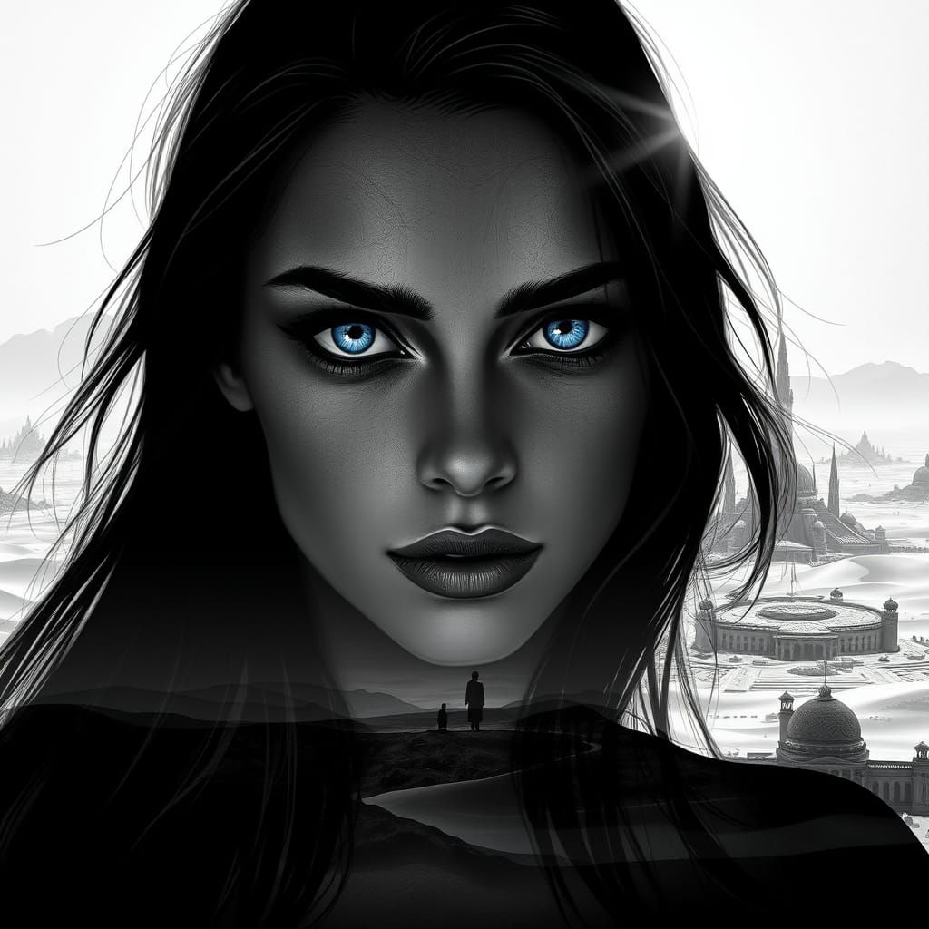 B/w silver shadow, super detailed illustration silhouette of...