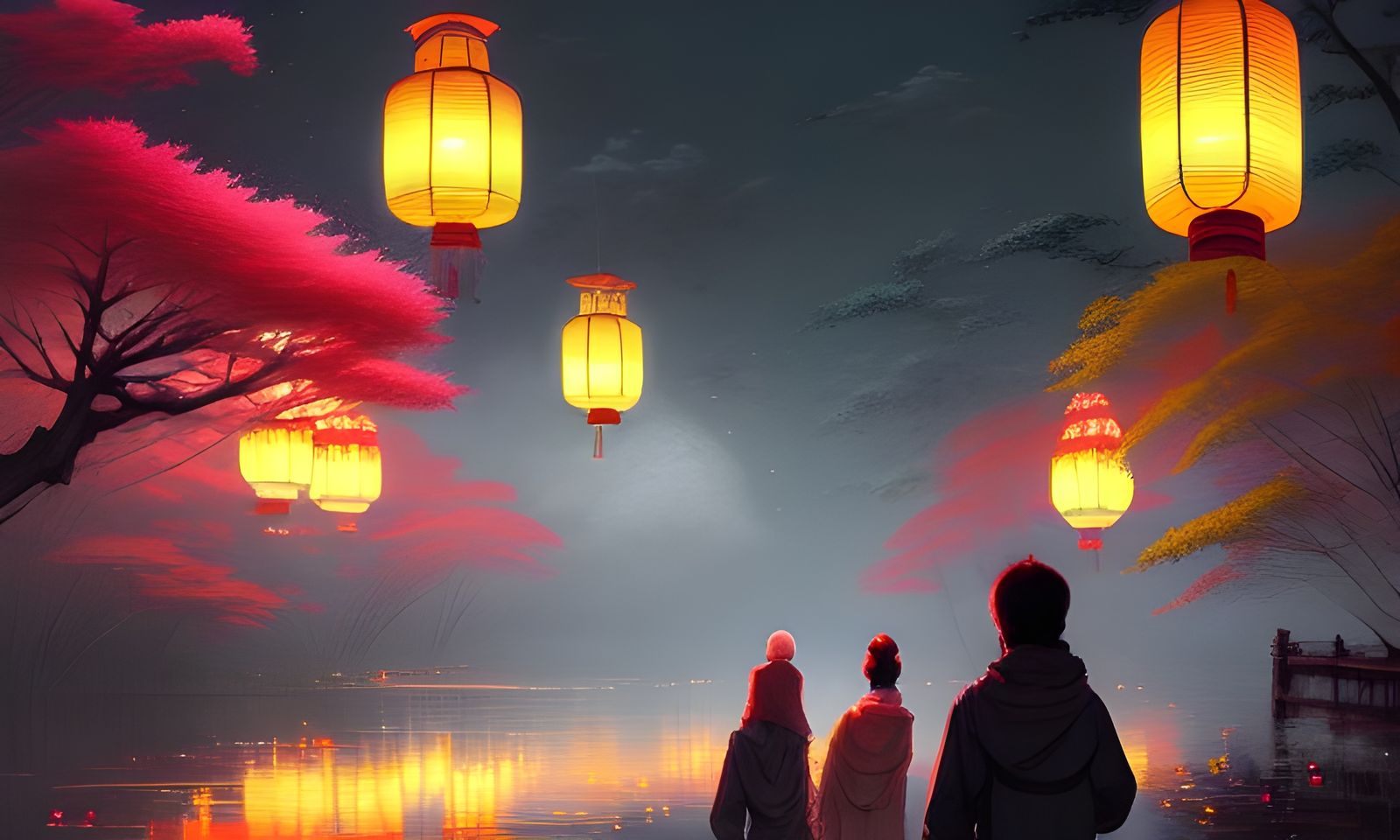 Japanese Lantern Festival: Digital Painting