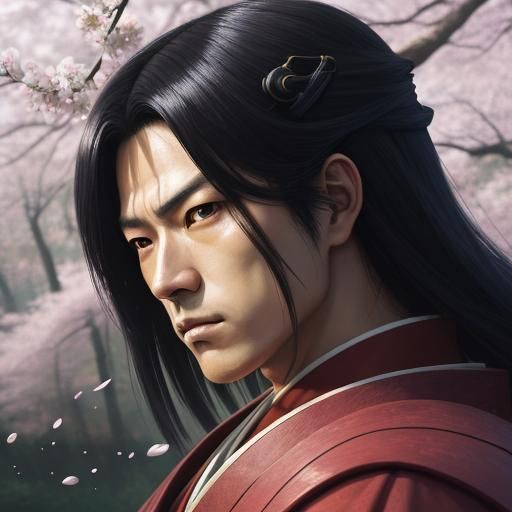 Himura Kenshin Portrait in Anime-Inspired Manga Style