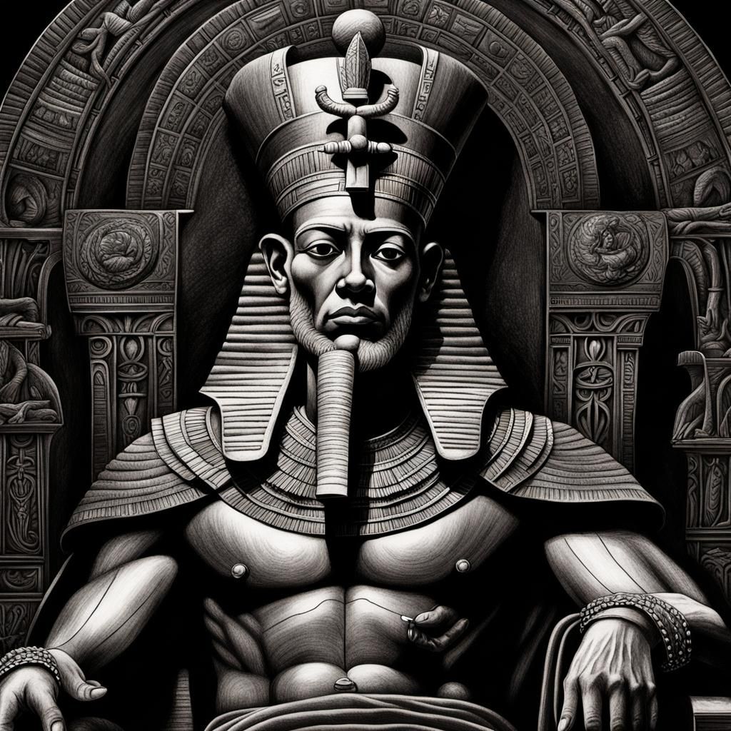Amenhotep III: Charcoal Portrait in Renaissance Style