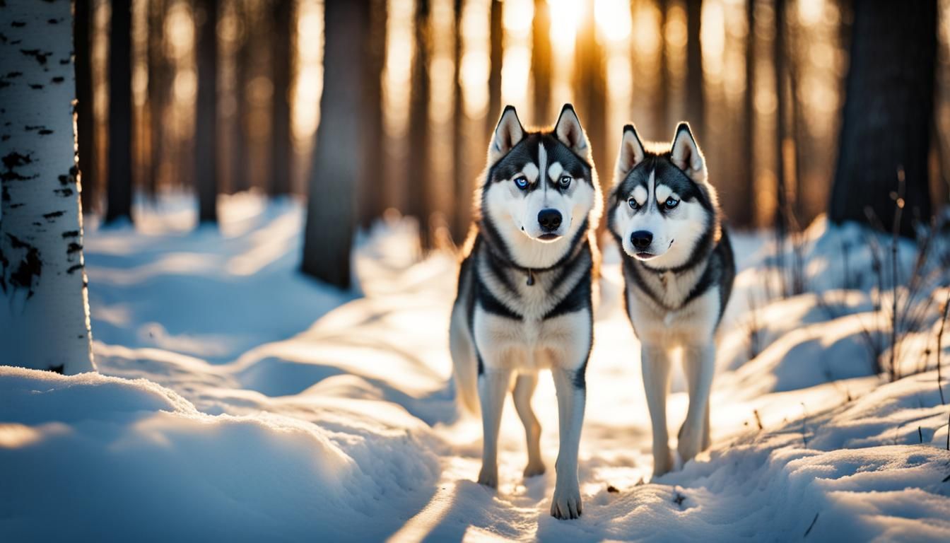 Husky in Sunny Forest