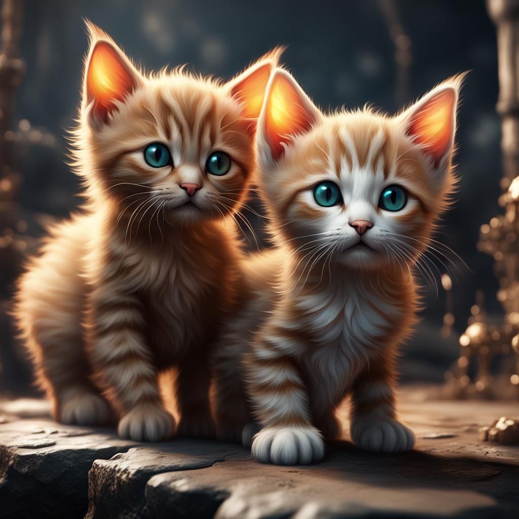 Fantastical Kittens in Detailed Matte Painting