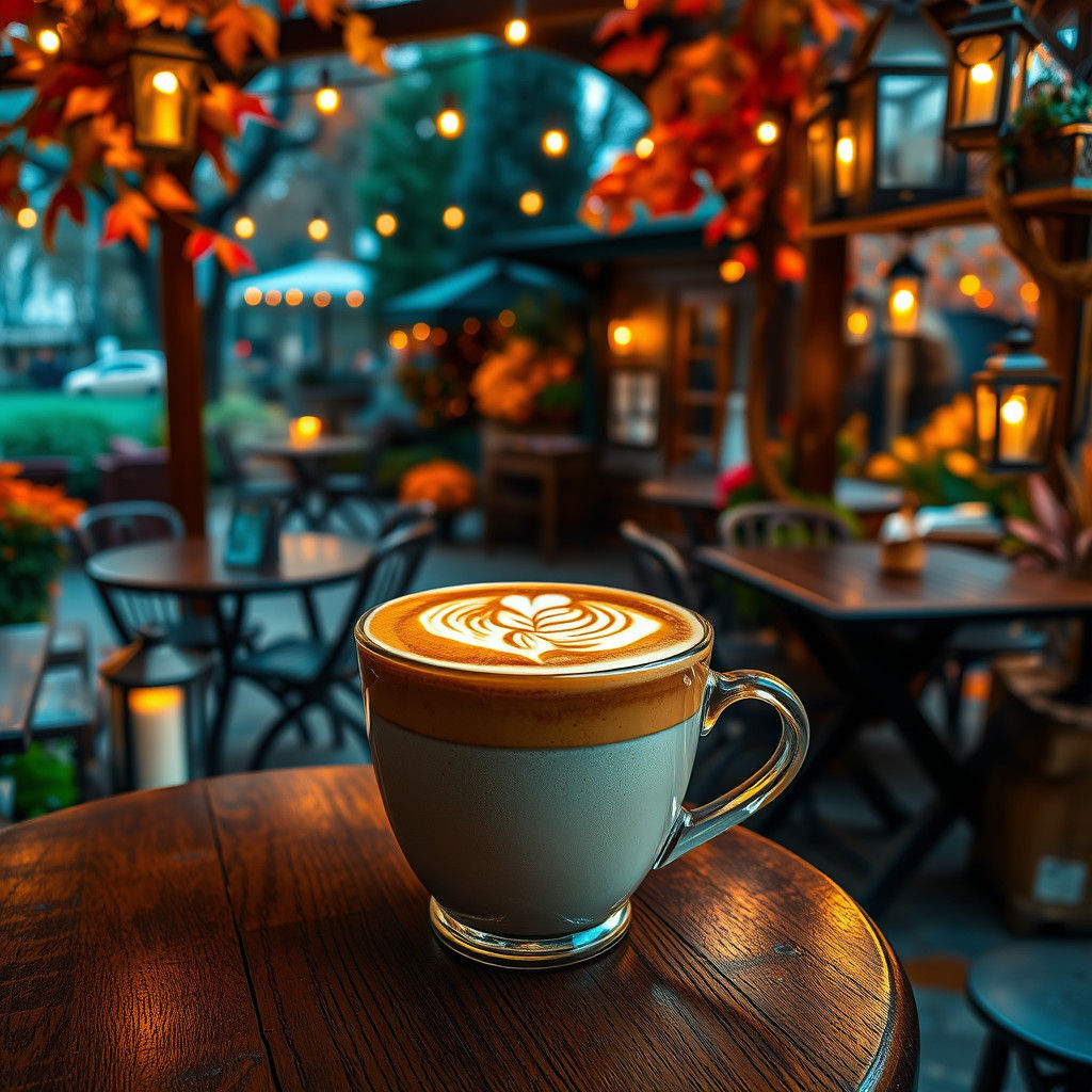 Autumn Latte with Whimsical Foam Art