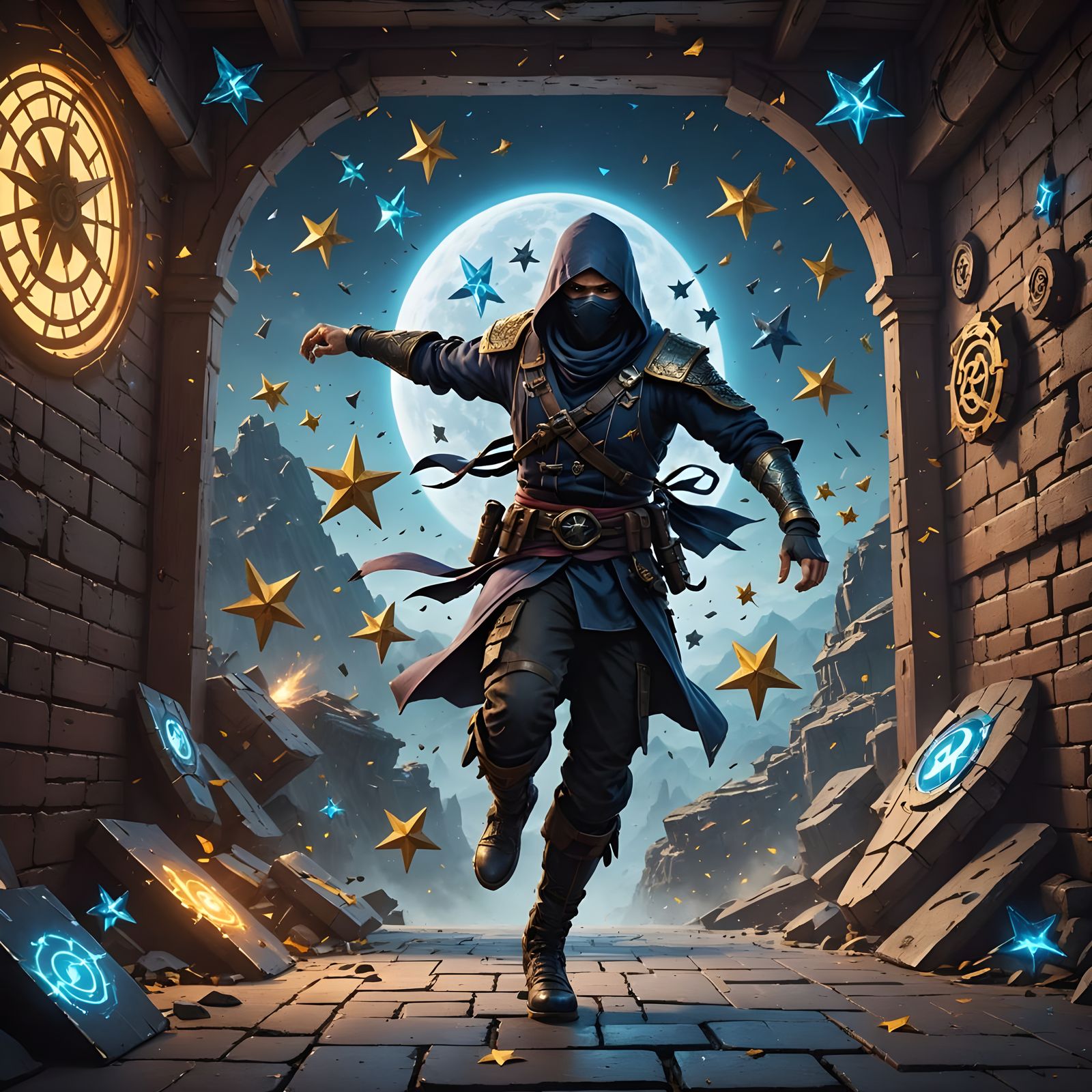 Fantastical Ninja Star Fantasy Art in Deep Color