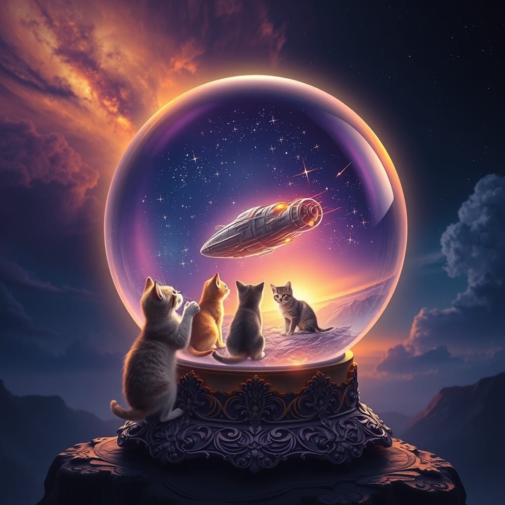 Surreal Crystal Ball in Dreamlike Hyperrealistic Art