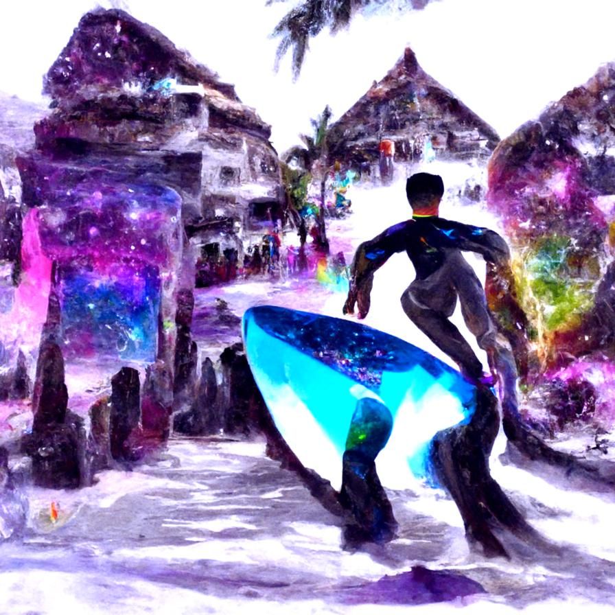 Boracay Surfing: Holographic Astral Illustration