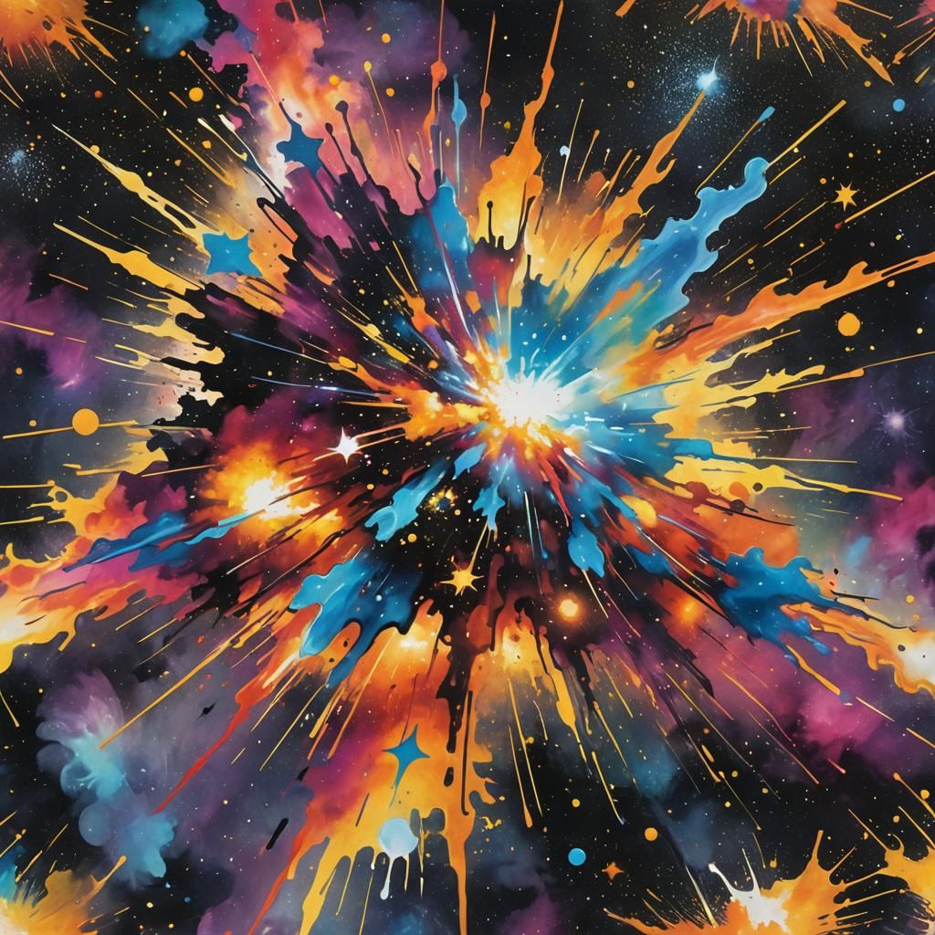 Supernova Exploding in Milky Way Graffiti Art
