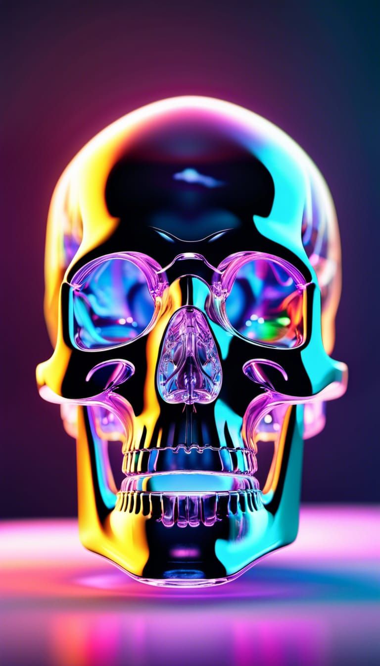 Rainbow Smoke Fills a Crystalline Skull