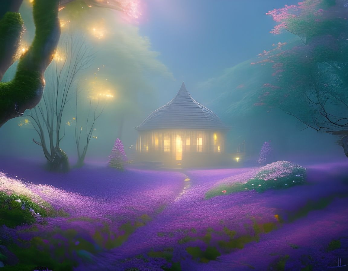 Enchanted Garden Painting with Fairy Lights