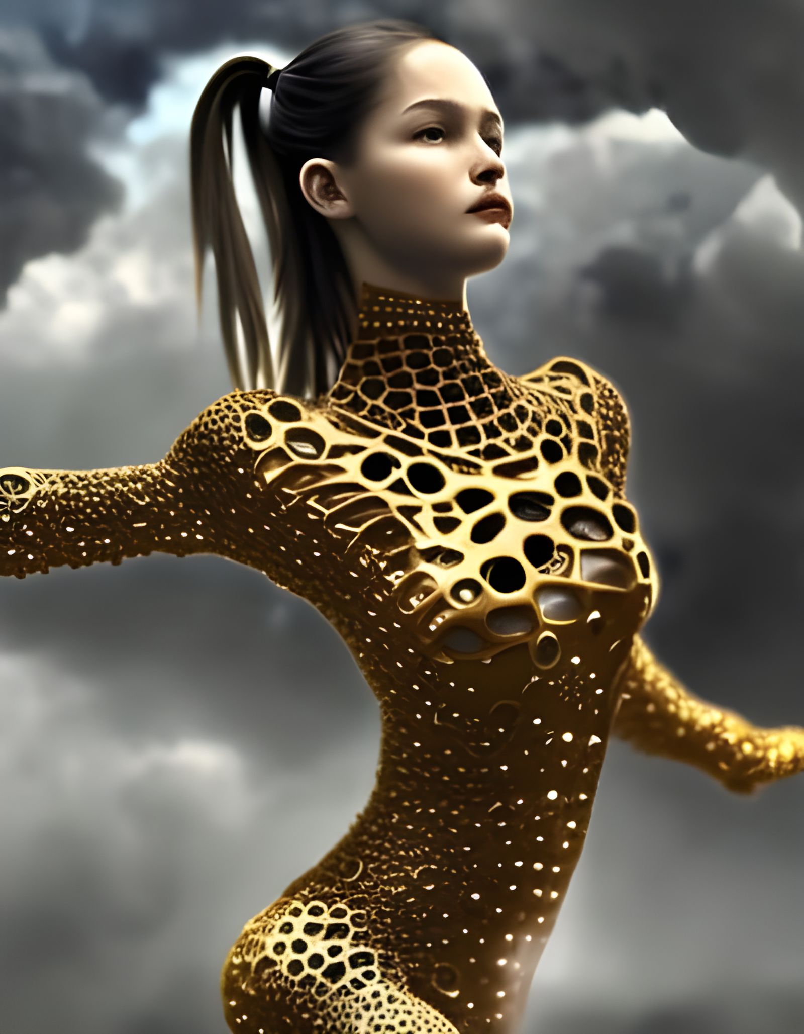 Futuristic Dancer in Hyperrealistic Digital Art