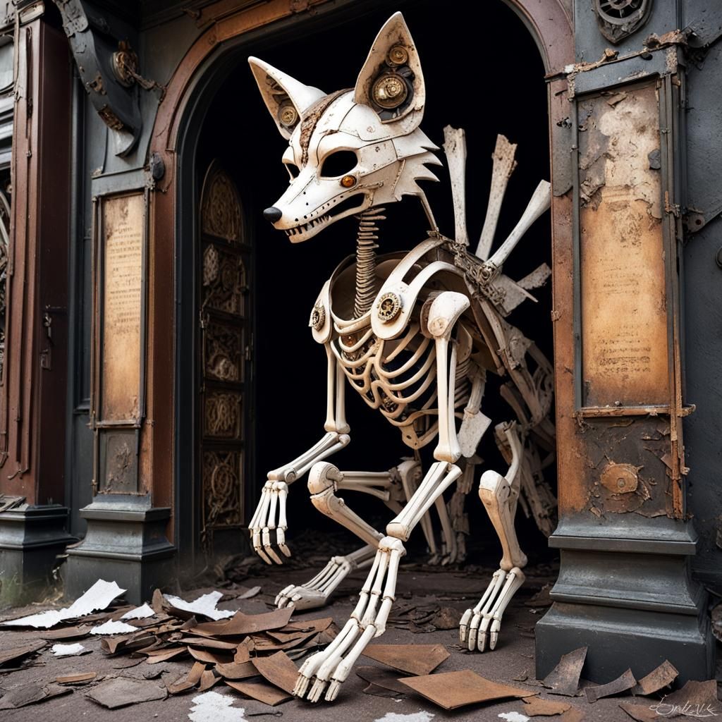 Skeletal Fox Guarding Forgotten Theater Entrance