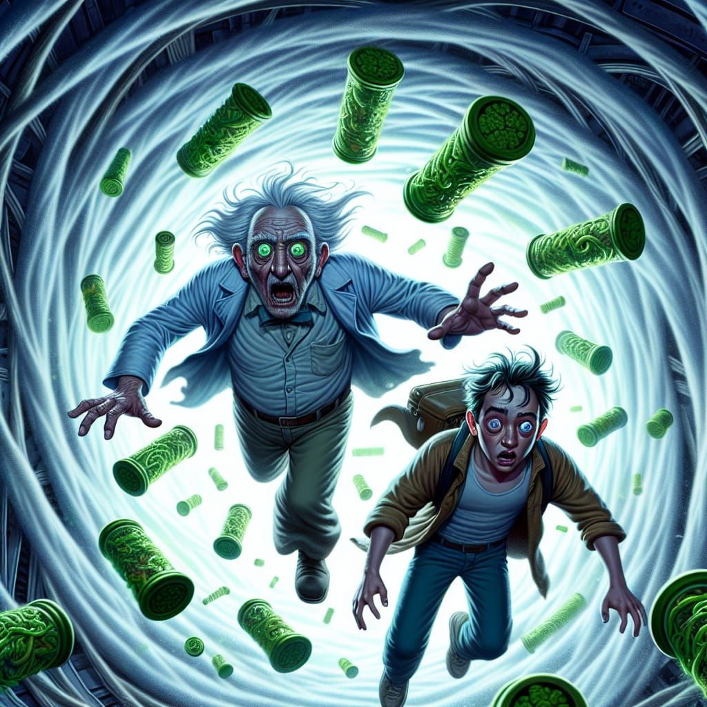 Scientist and Teenager Leap Through Interdimensional Portal