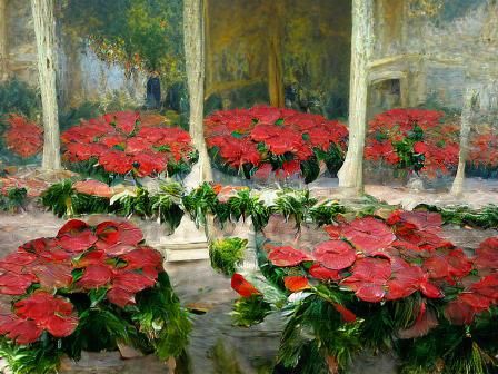 Impressionistic Poinsettias in the Style of Monet