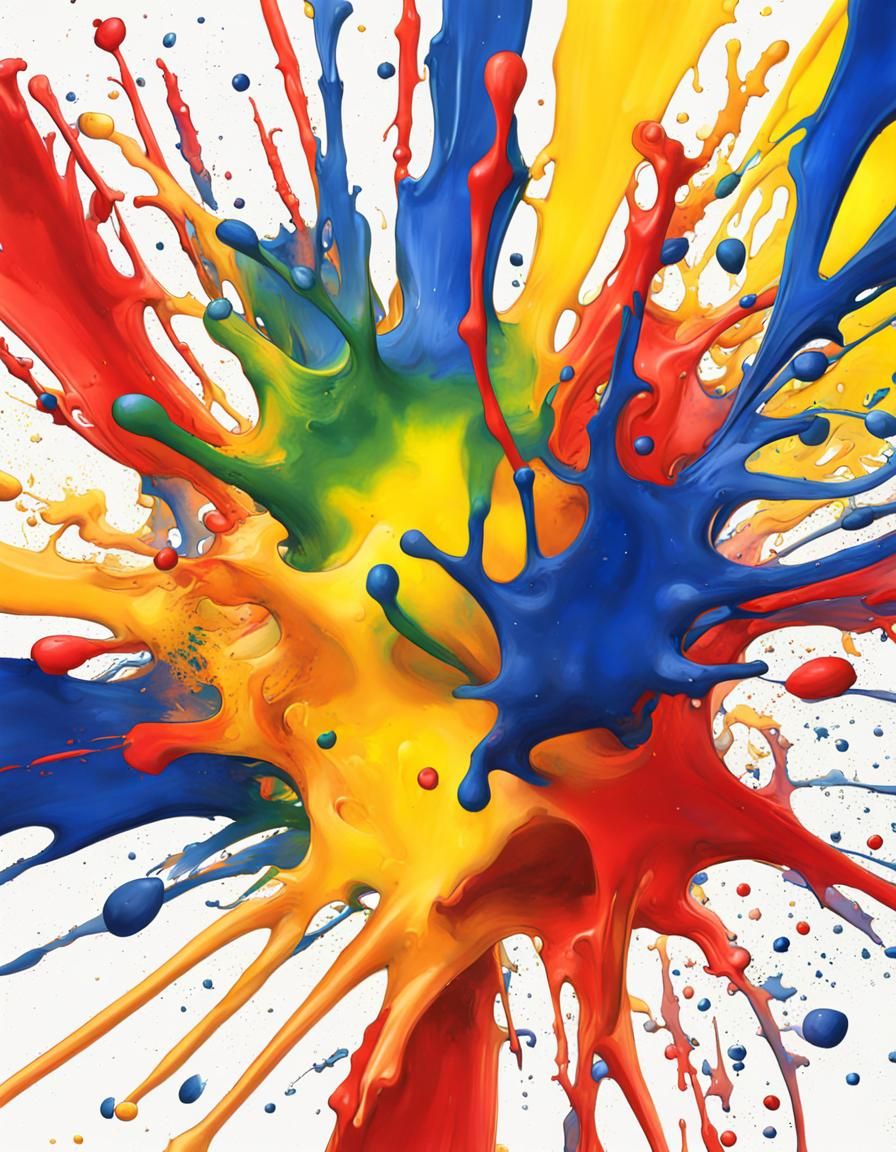 Colorful Abstract Splash Art in Primary Colors