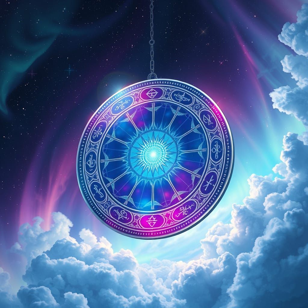 Glowing Astral Mirror in Cosmic Vortex