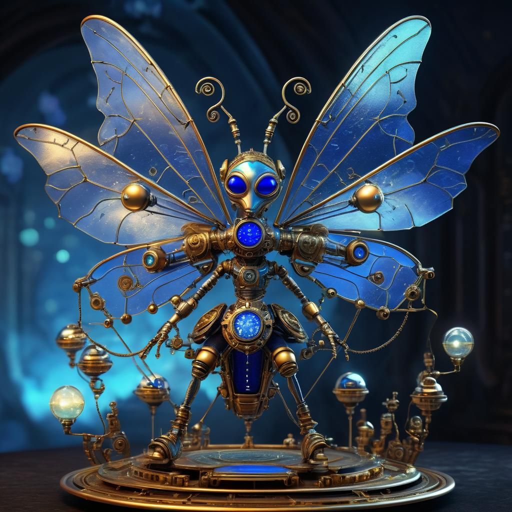 Steampunk Fairy Pilot in Brass and Copper