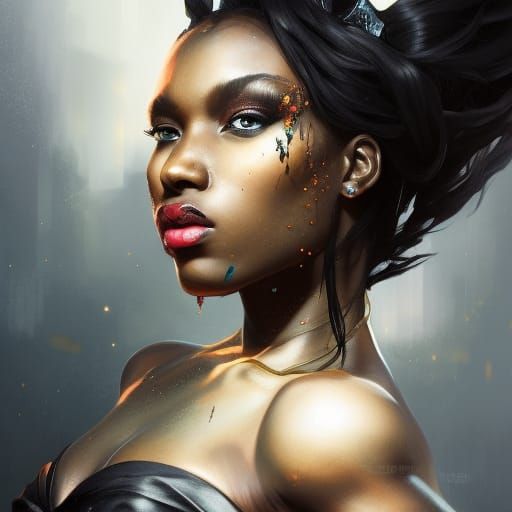 Detailed Portrait of a Demonic Black Princess