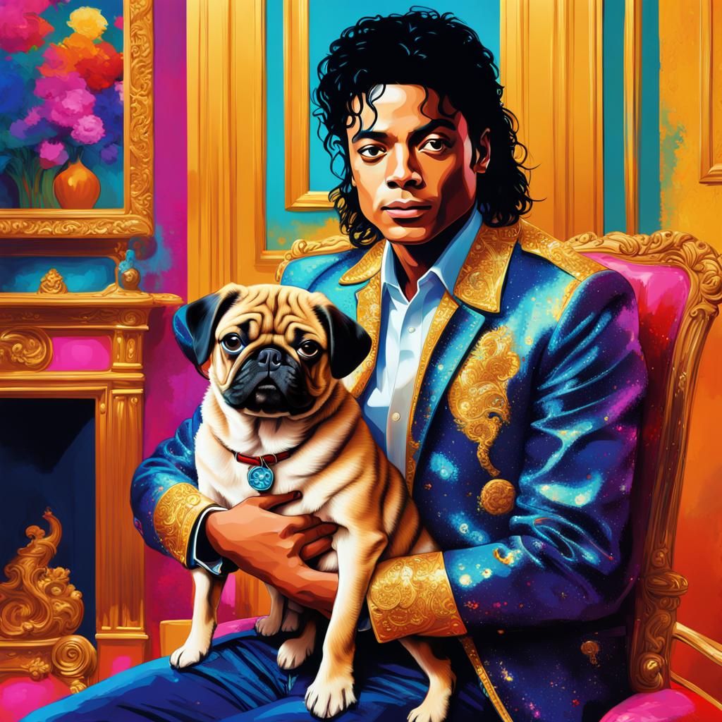 Pop Art Portrait: Michael Jackson with Pug