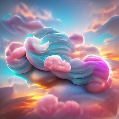 Glowing Pastel Curl Cloudscape in 3D