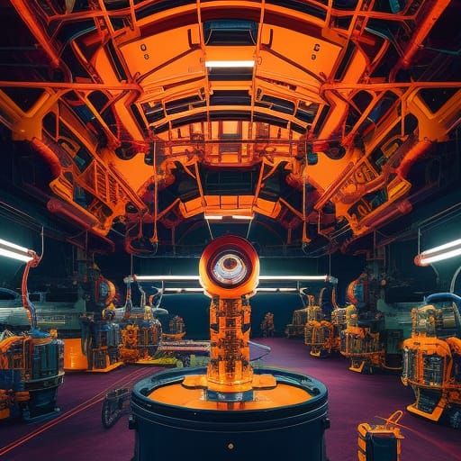 Robot Factory Interior in Hyperdetailed Artwork