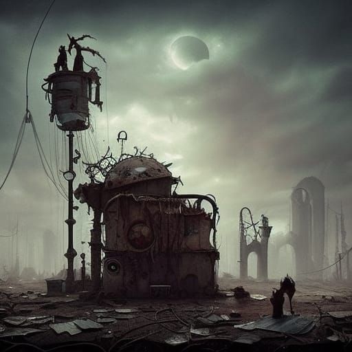 Morbid Goddess in Steampunk Prison: Detailed Macro Photograp...