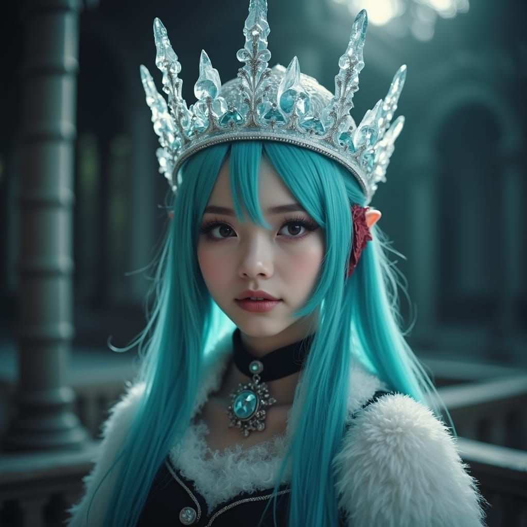 Hatsune Miku as Modern Ice Queen in Crystal Crown