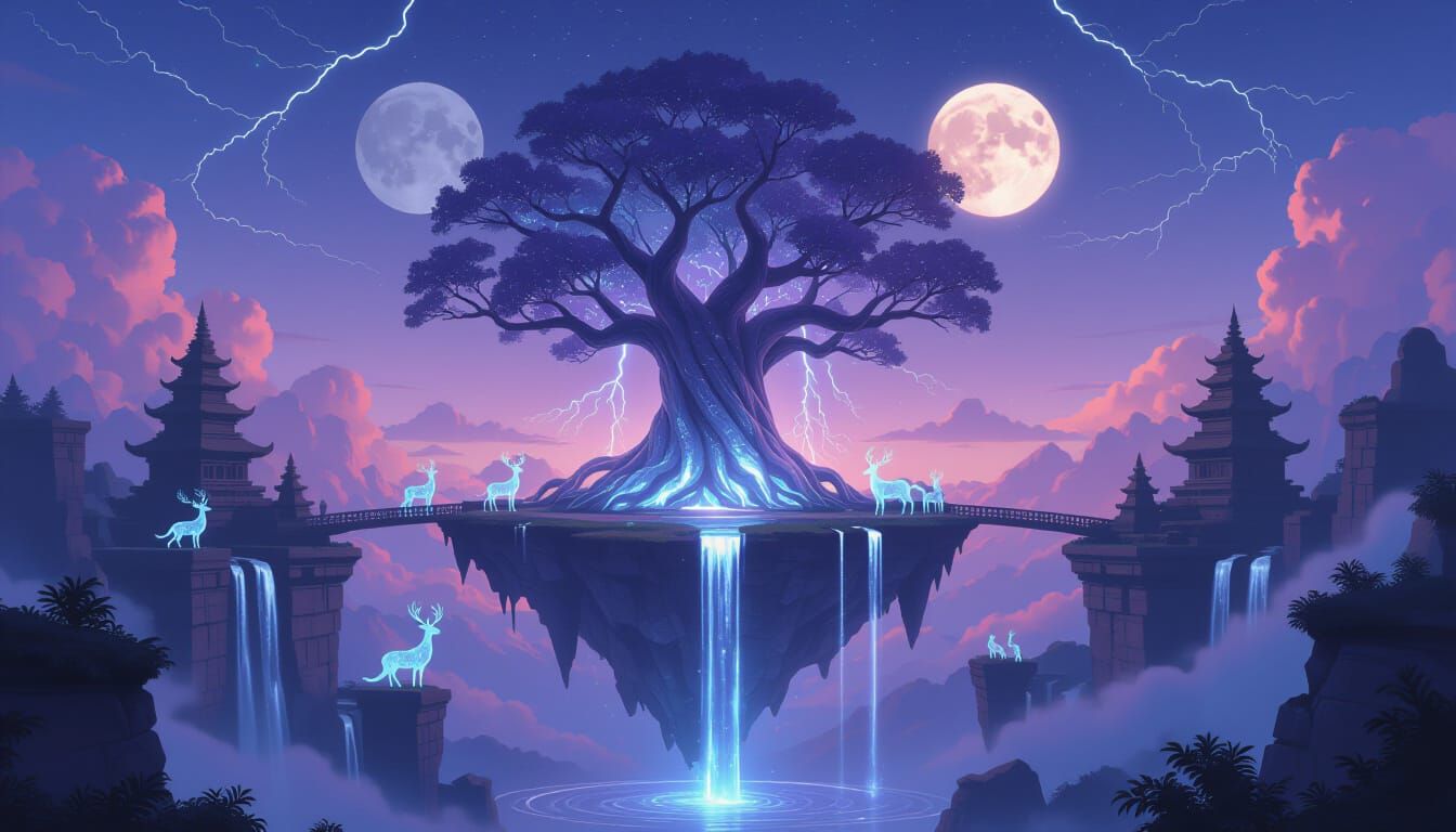 Floating Island in Lavender Twilight: A Sci-Fi Dreamscape