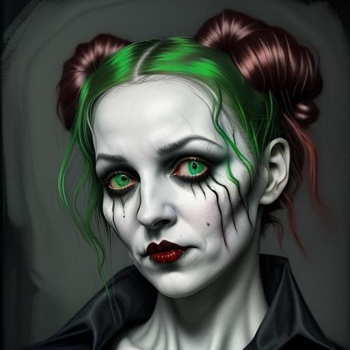 Dark Watercolor Portrait: Jacklyn Napier as Gothic Joker