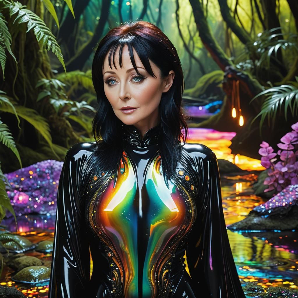 Luminescent Portrait in Jungle Swamp, Divine Psychedelic Art