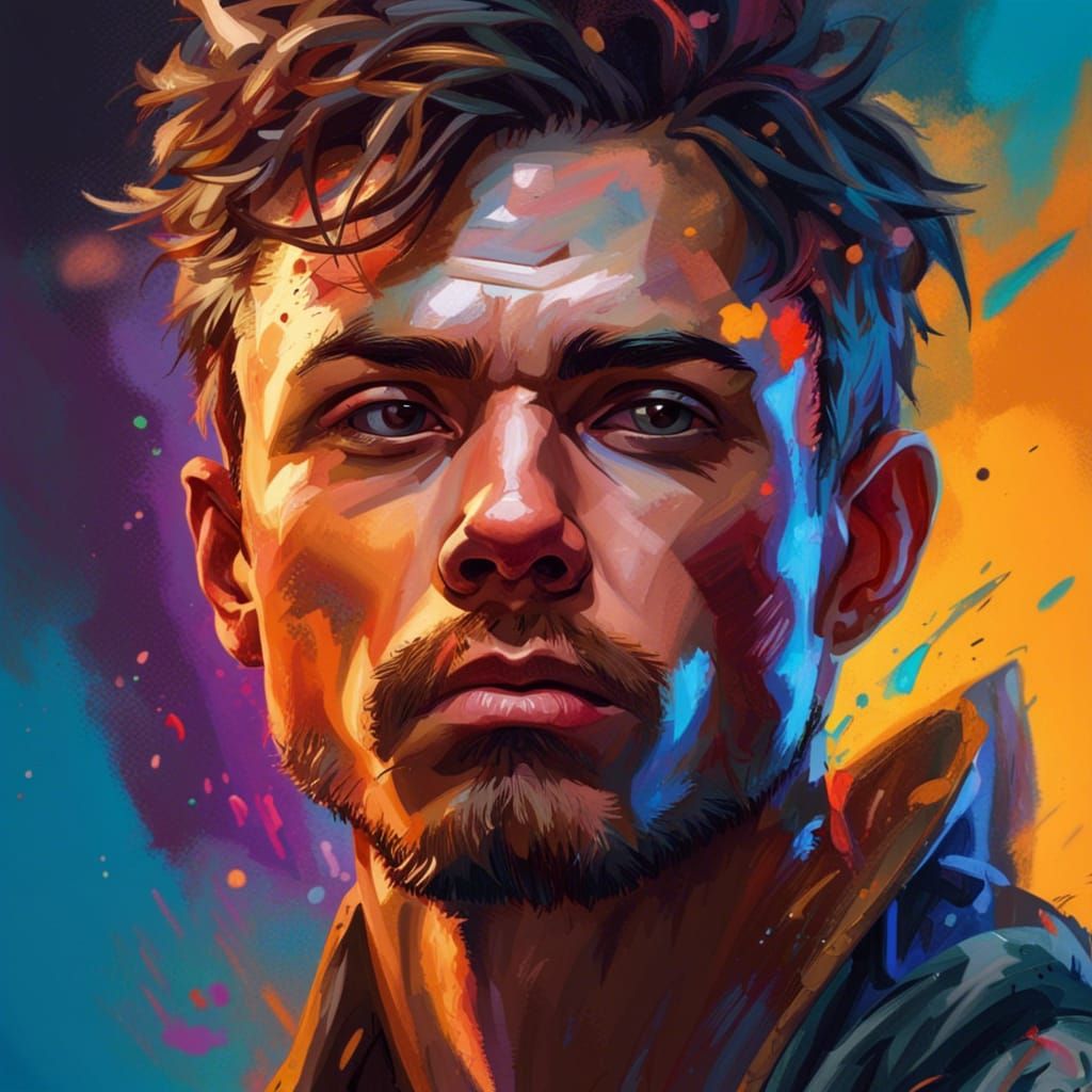 Dramatic Hyperrealistic Male Portrait with Side Lighting