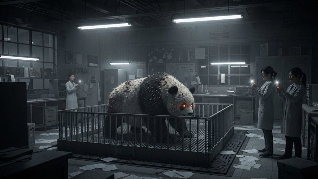 Zombie Horror at Chengdu Lab with Mutant Panda