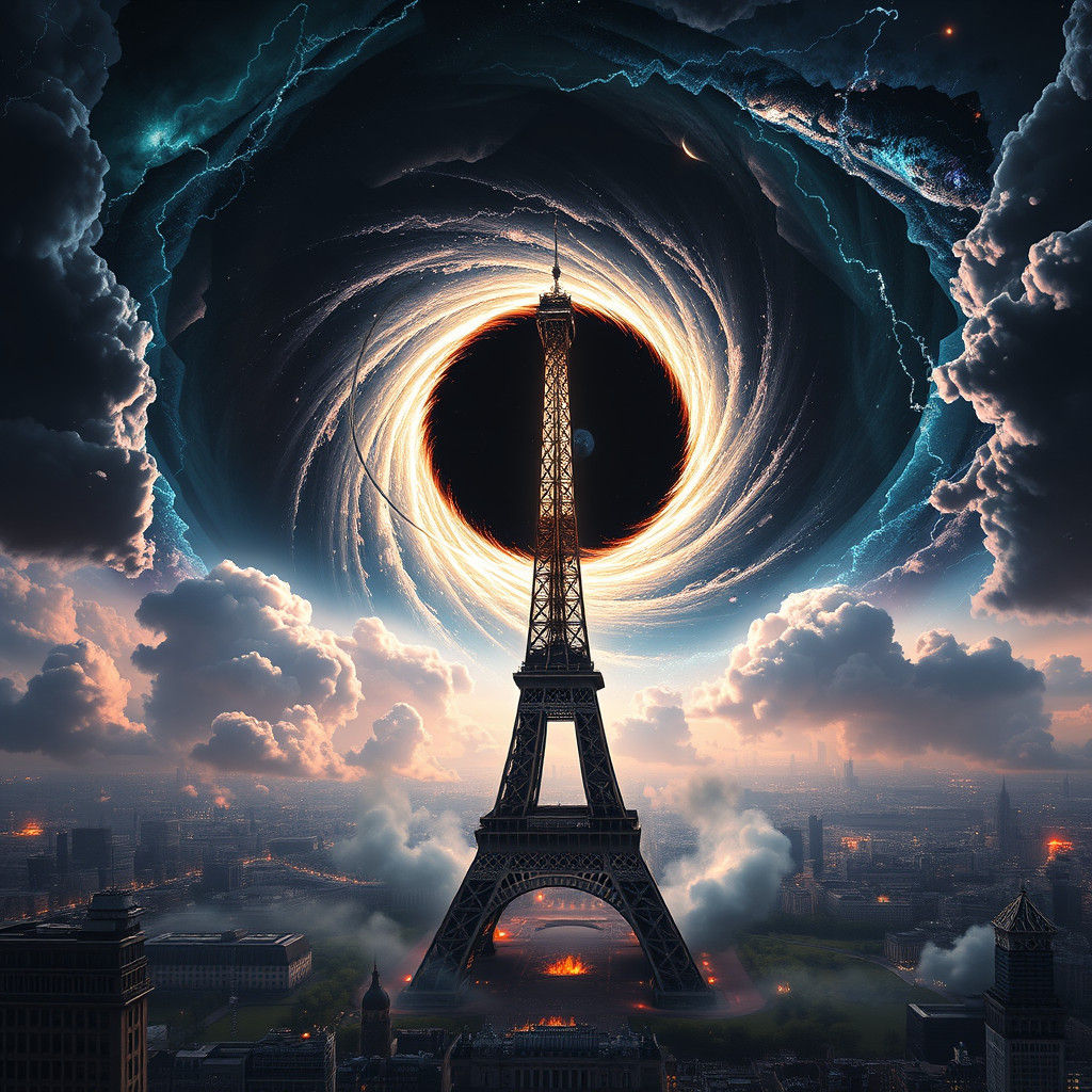 Eiffel Tower Consumed by Cosmic Black Hole