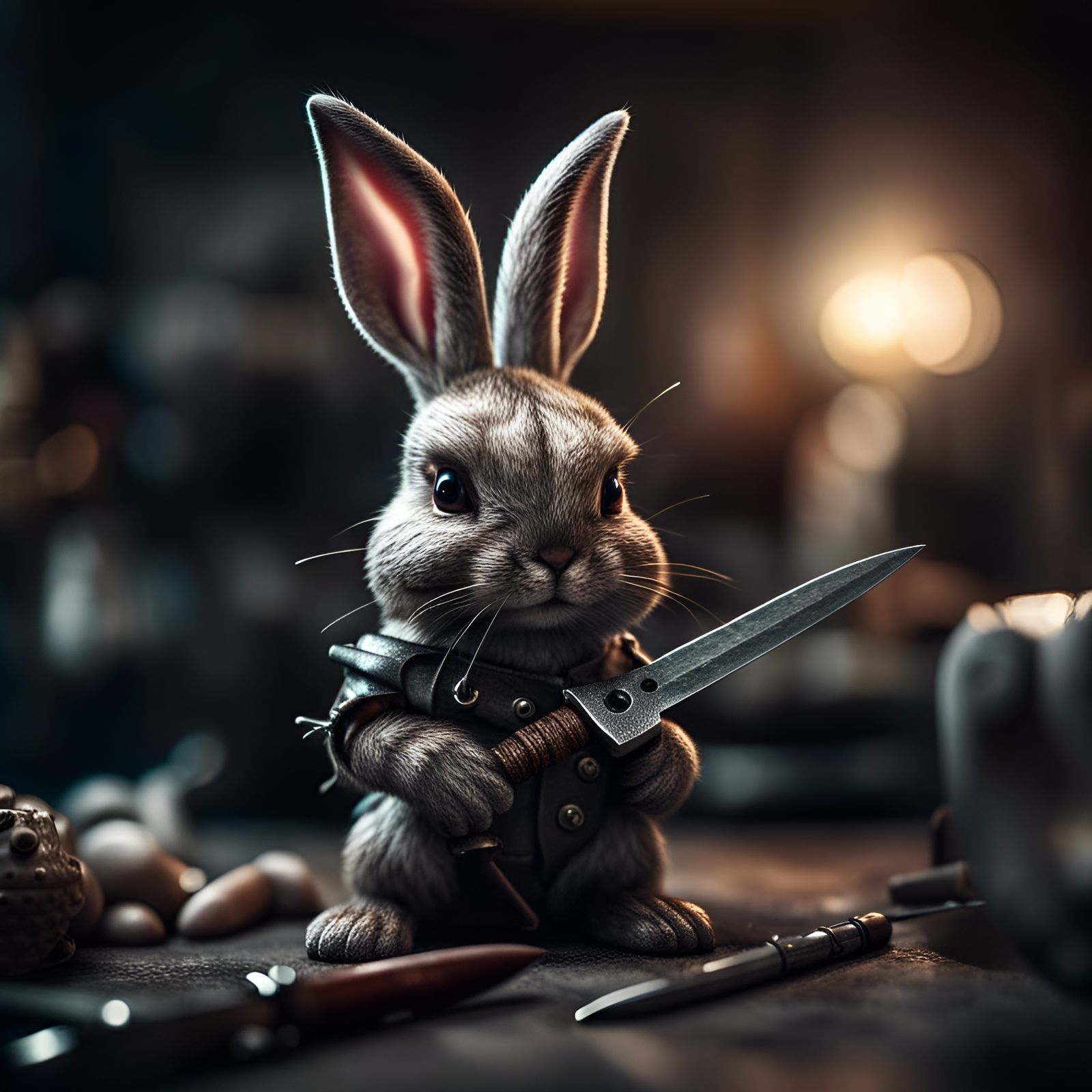 Conejito con cuchillo