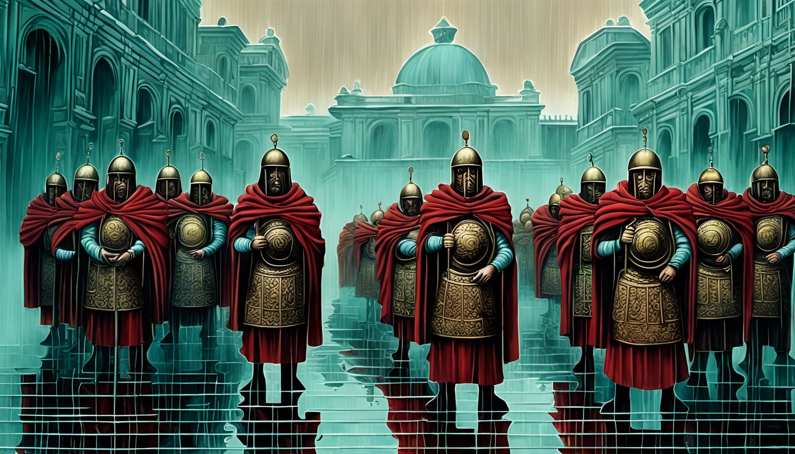 Roman Legion in Rain and Fog: Baroque Style