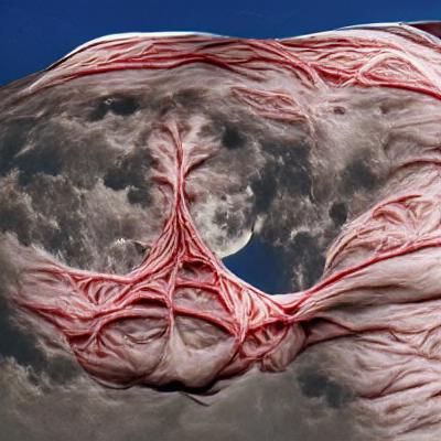 Giant Veined Moon Dominates the Night Sky