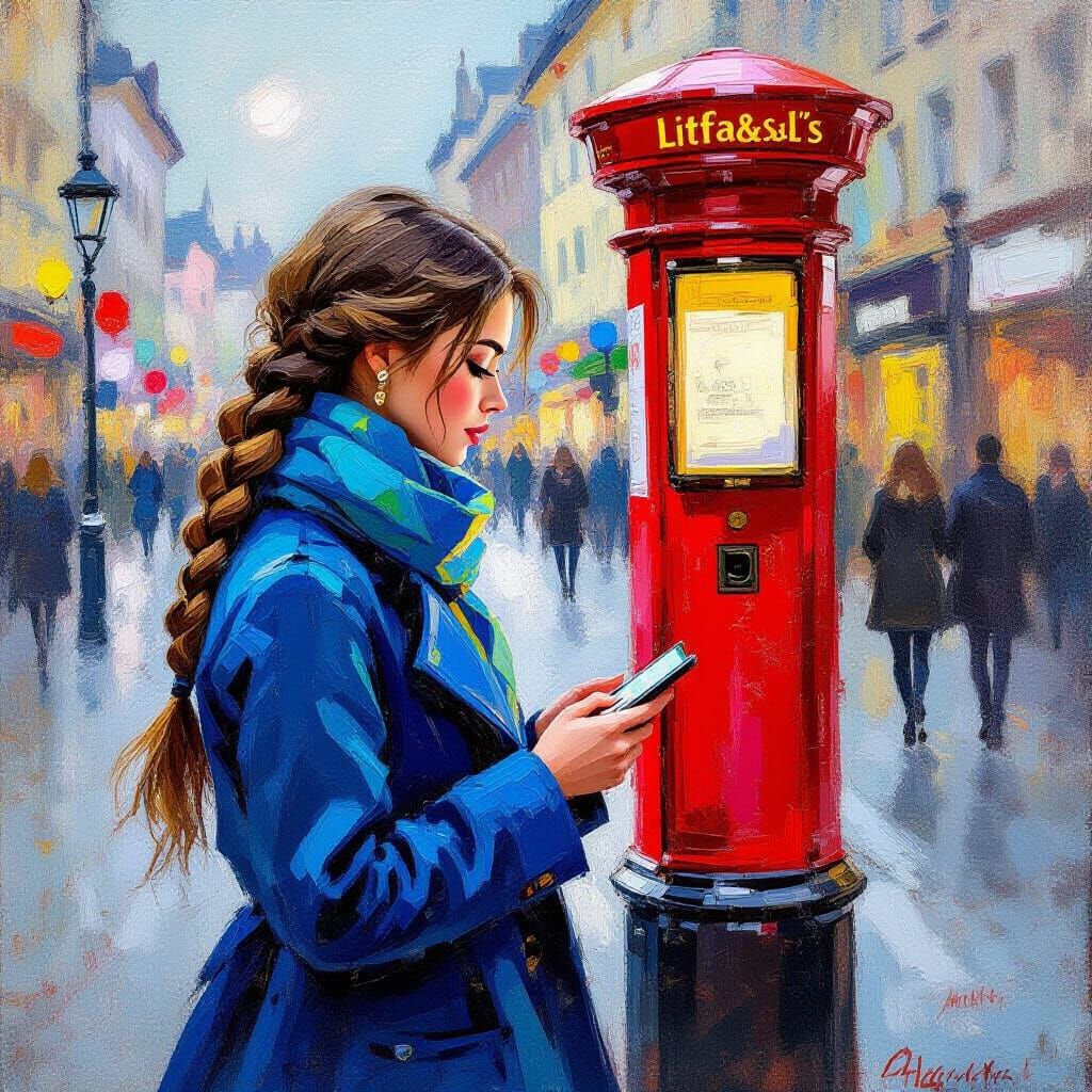 Impressionist Woman Nearly Collides With Ad Pillar