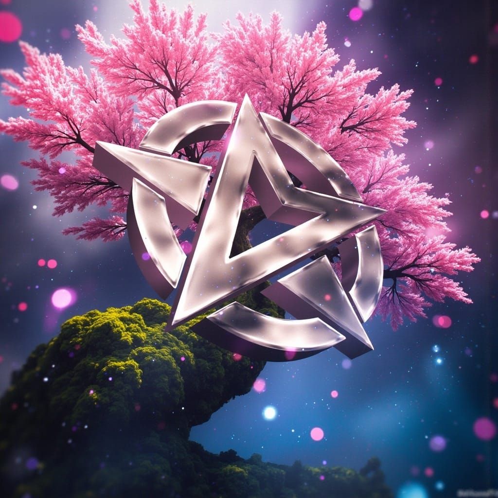 Majestic Sakura Starburst in Realistic 3D Logo Style