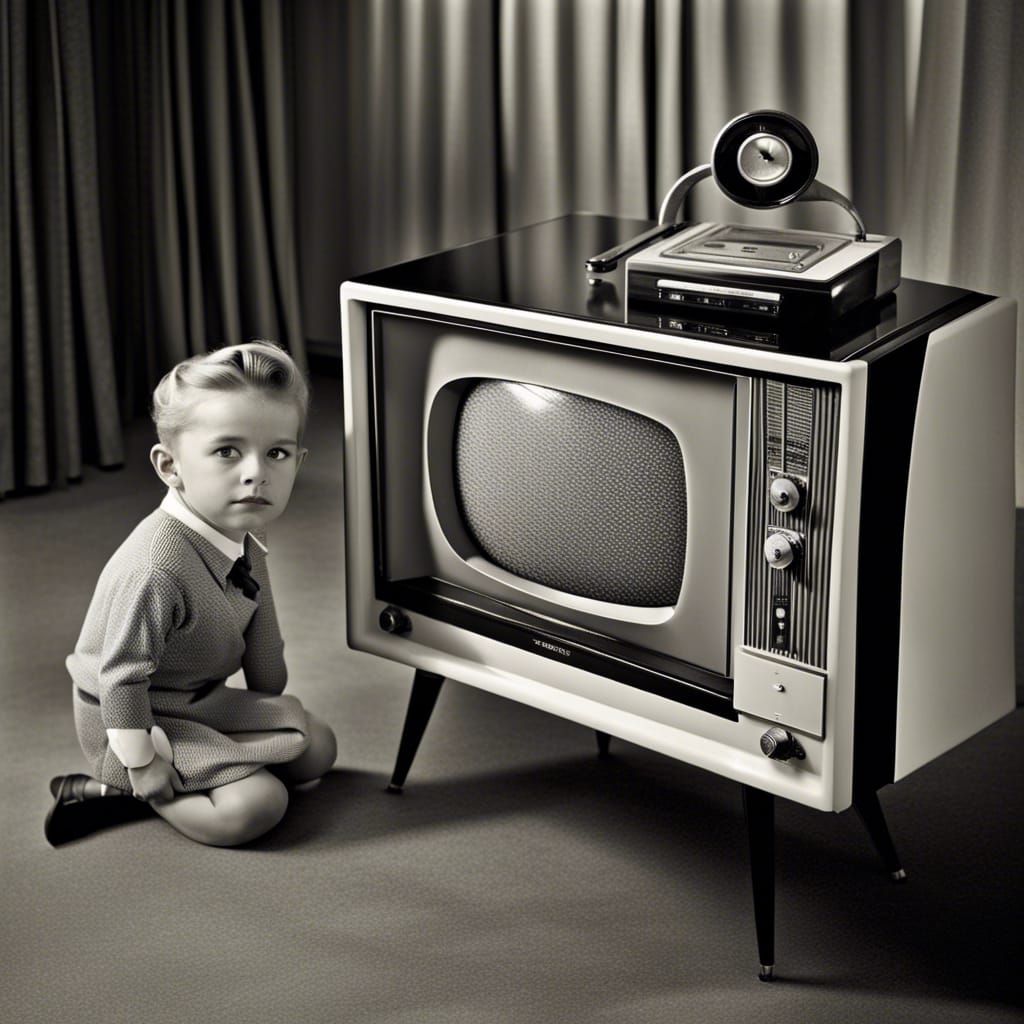 Vintage 50's Television Print Ad in Black and White