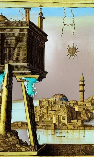 Galata Tower Engraving with Ancient Artifacts