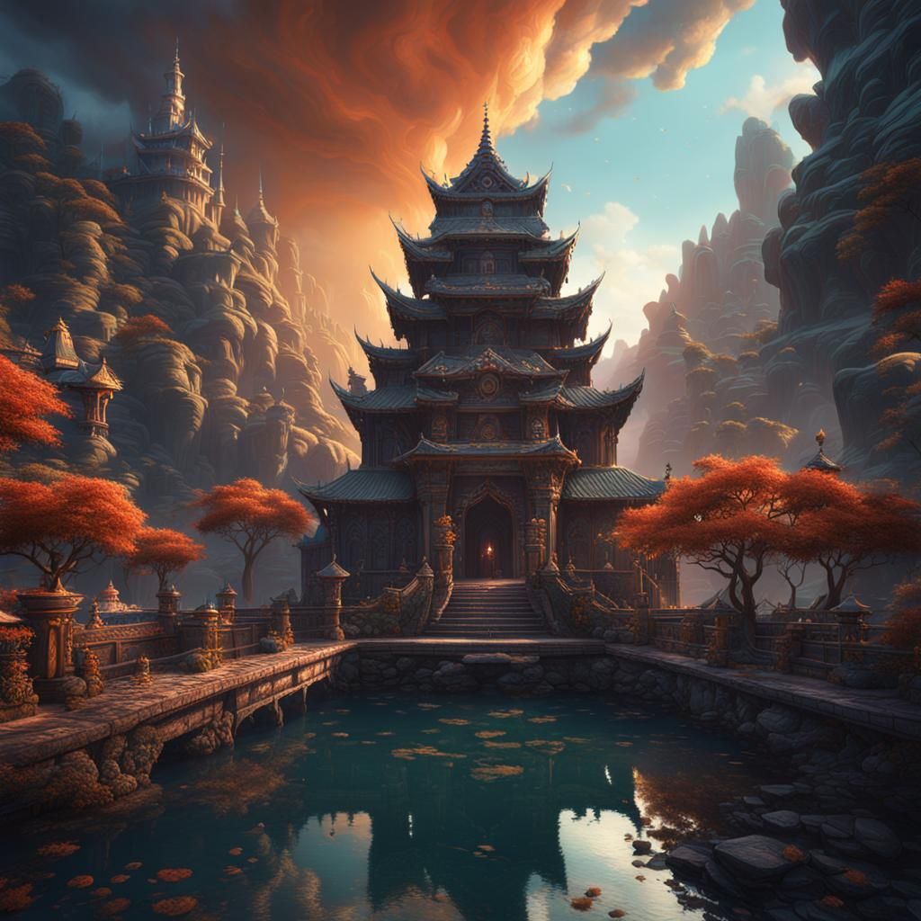 Detailed Matte Painting of Om Mani Mantra