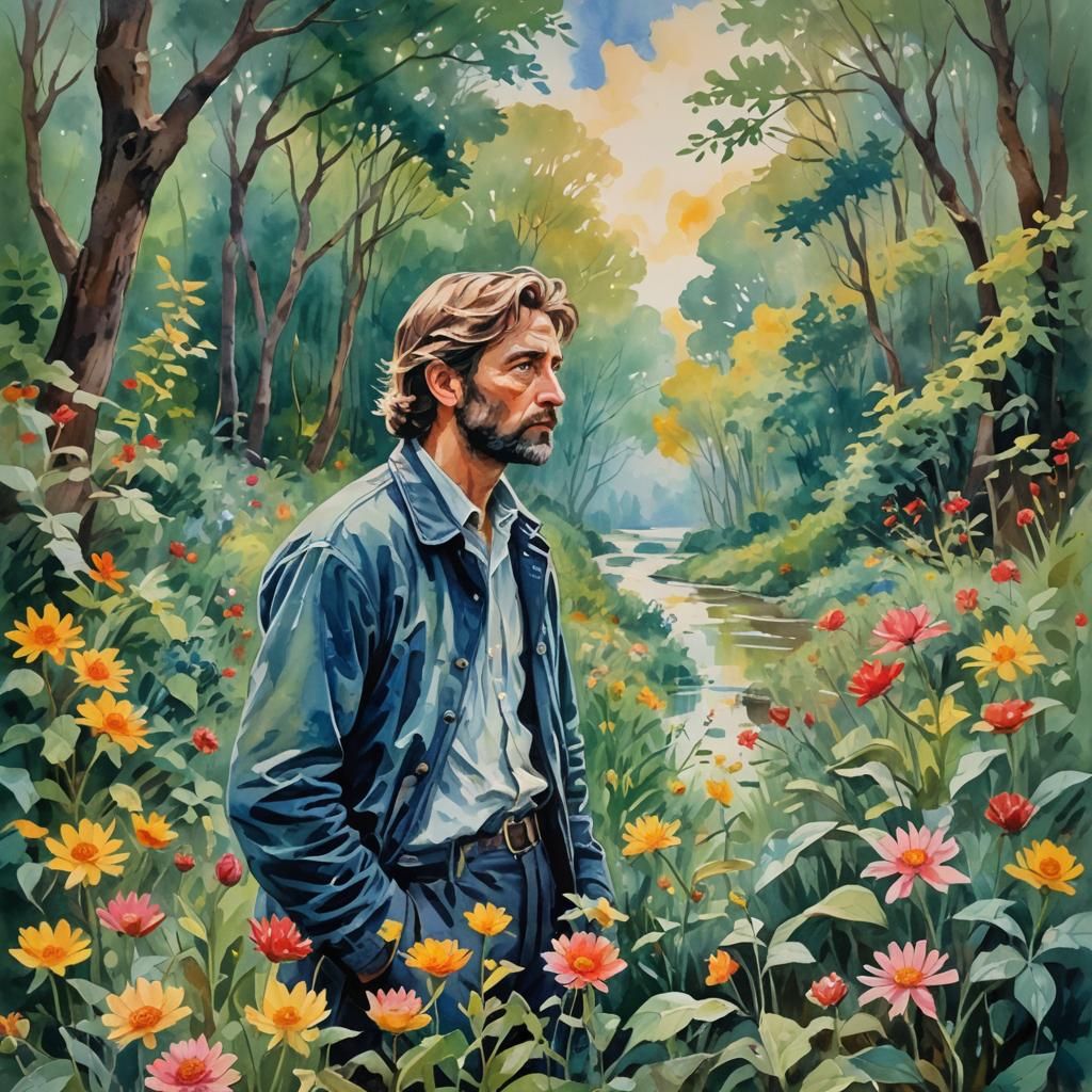 Impressionist Gouache Painting: Lost in Thought