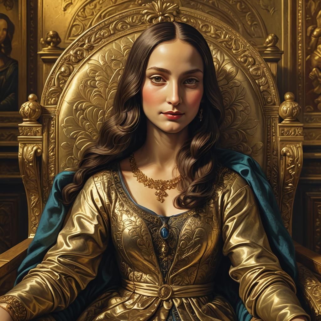 Hyperrealistic Mona Lisa Digital Painting in Lavish Setting