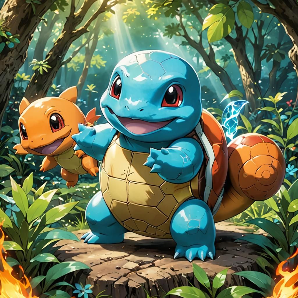 Squirtle and Charmander: Anime Best Friends