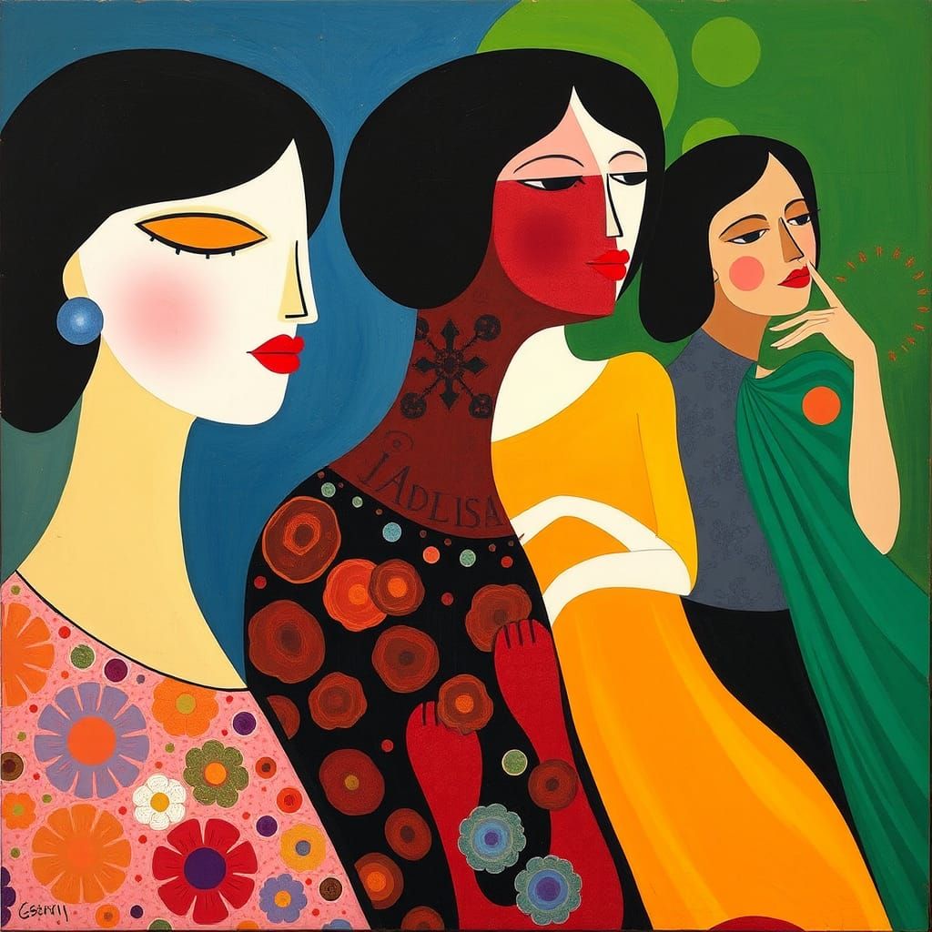 Colorful Surreal Women in Abstract Style