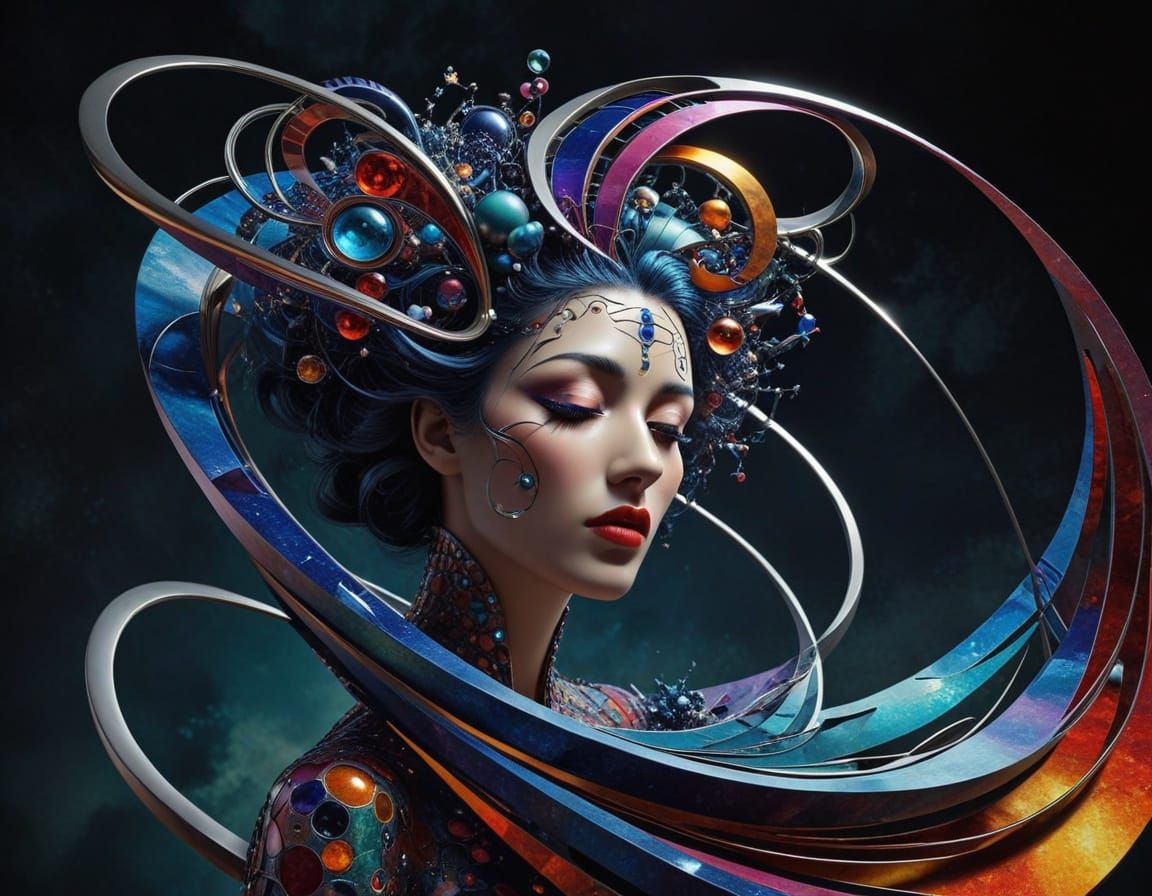 infinite curved space metalorganic architextual framework 3D  fractal chromoshadow surrealastic by artist "Rufino Tamayo...