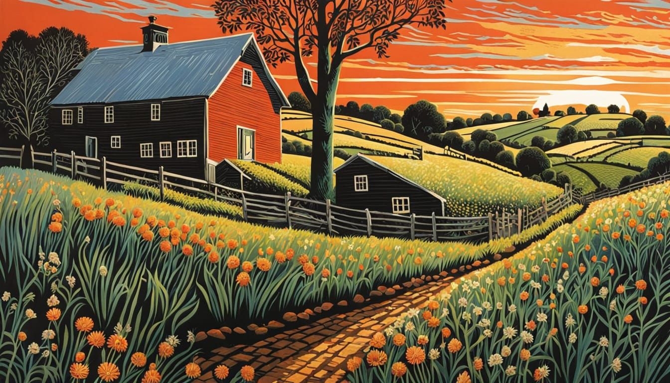 Serene New England Farm Landscape in Impressive Detail