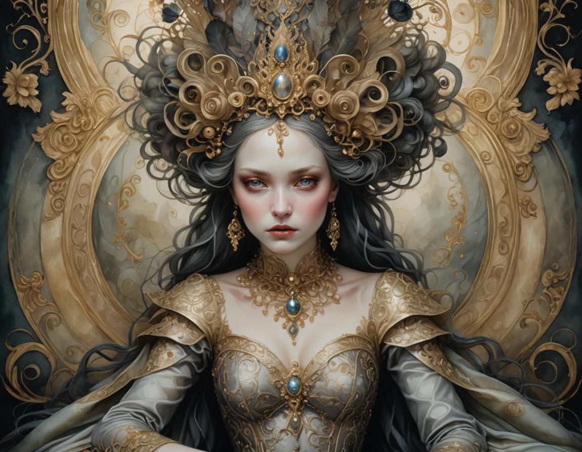 Dreamlike Portrait in Alcohol-Ink Style