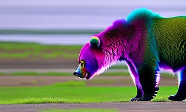 Rainbow Mercury Grizzly Bear: Abstract Wildlife Art
