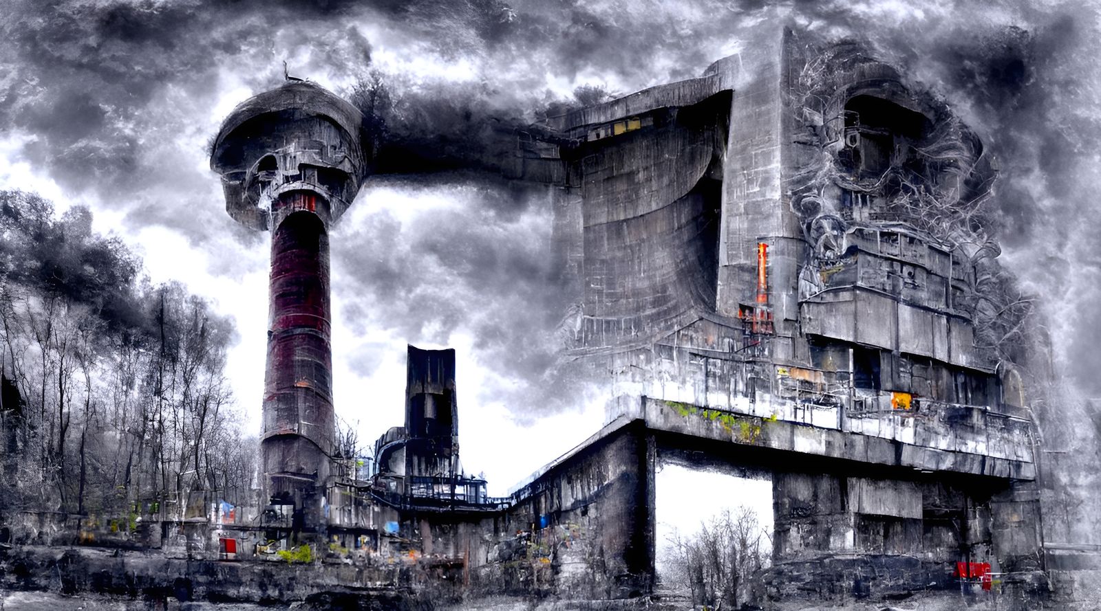 Terrifying Brutalist Power Plant in Socrealism Style