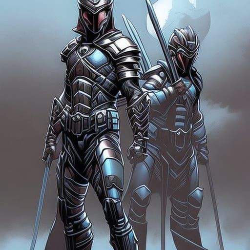 Armored Character in Comic Book Art Style